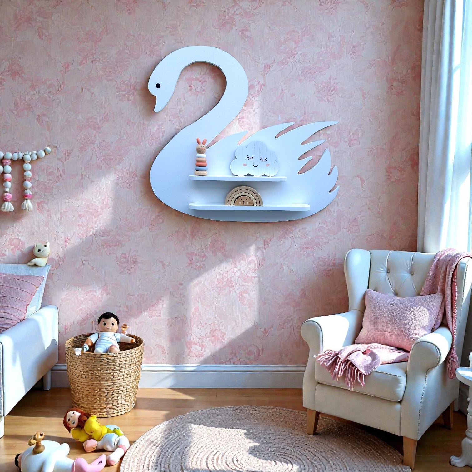 Svan vägghylla-Vänster